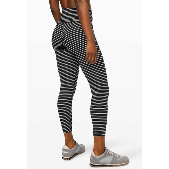 Lululemon Wunder Under High-Rise Tight 25" Luxtreme Parallel Stripe Black White - Picture 1 of 12